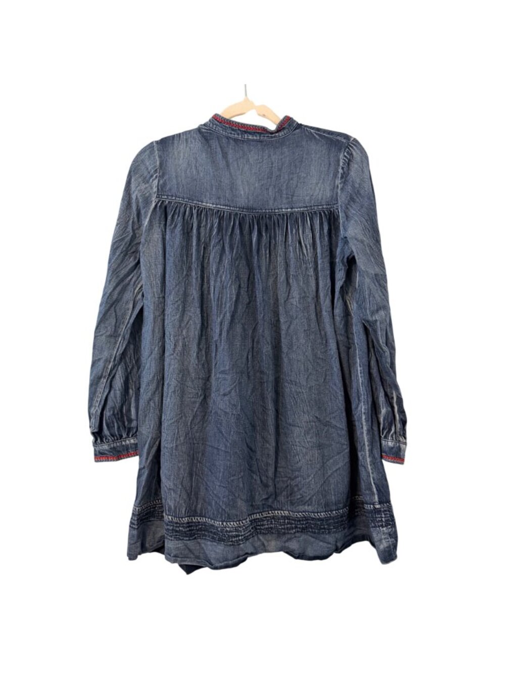 Keer Qibown Embroidered Denim Tunic Jacket Floral Pockets & Button Front Size S - Picture 10 of 12